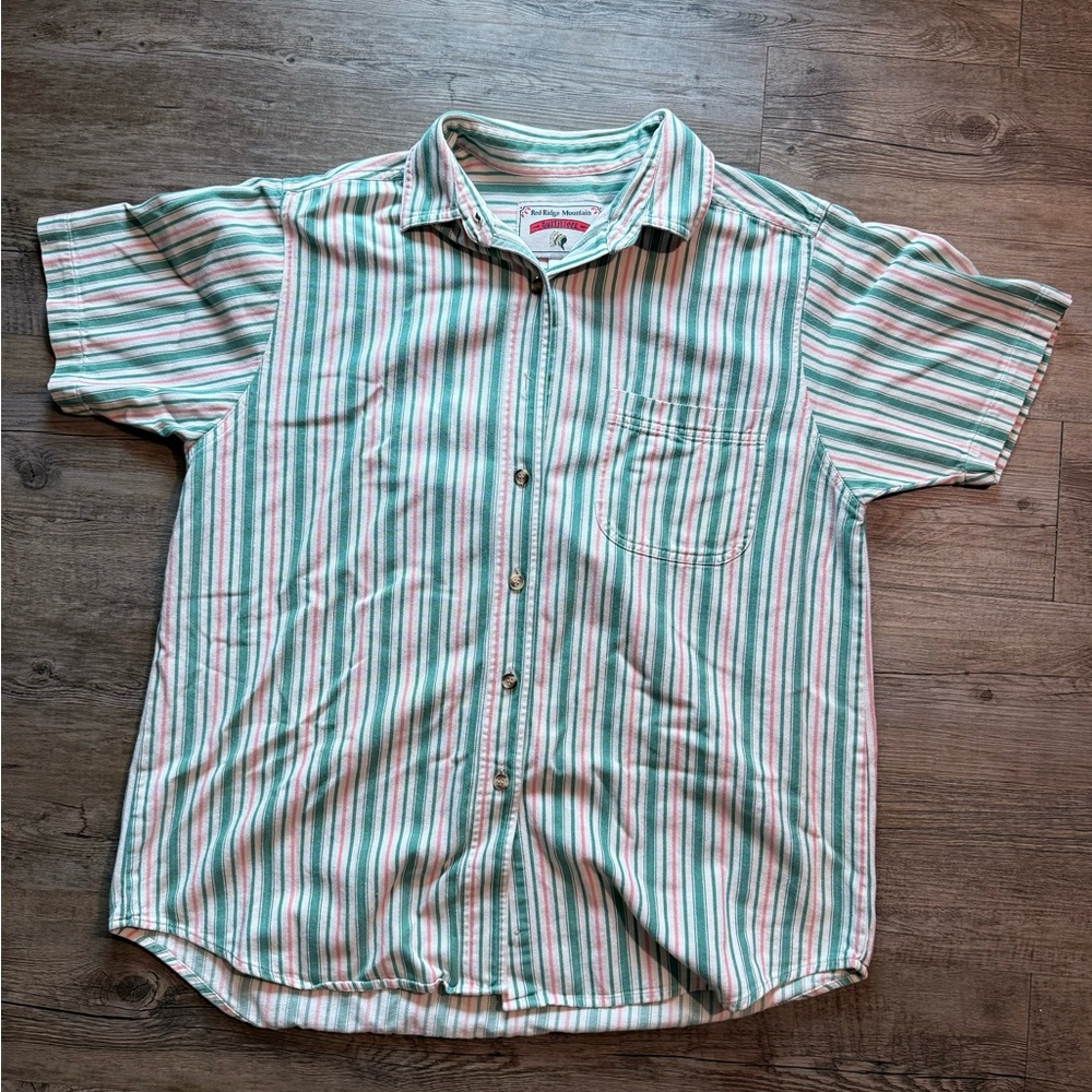 Vintage Striped Green and White Men's Shirt